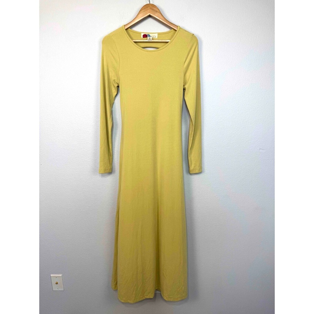 Free People Beach Aubre Open-Back‎ Long Sleeve Maxi Dress Yellow Size Small